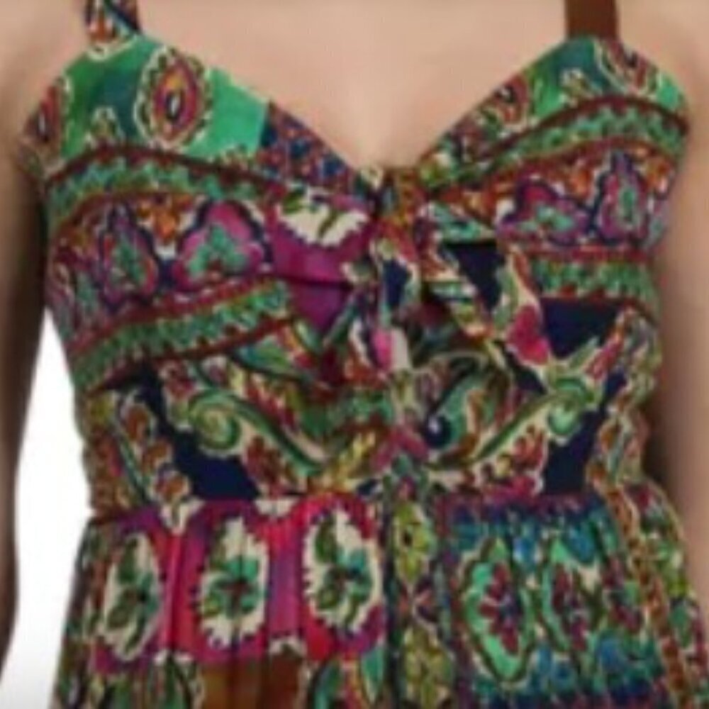 Robbie Bee Women's 10 Petite Sleeveless V-Neck Paisley A-Line Maxi Dress - Picture 3 of 16